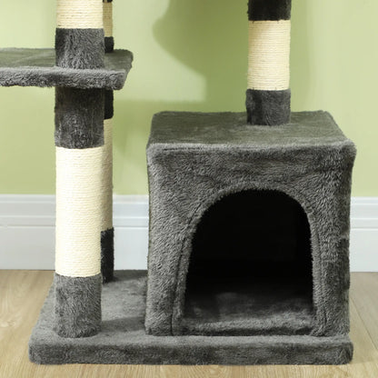 52.5" Cat Tree Tower, Scratching Posts, Condos, Bed, Dark Grey Cat Trees at Gallery Canada
