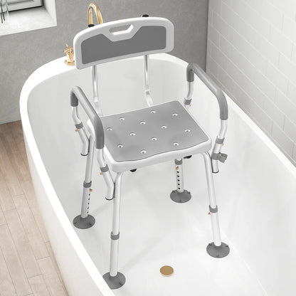 Adjustable Shower Chair With Arms, Back, Padded Seat, Light Grey Bath Chairs at Gallery Canada