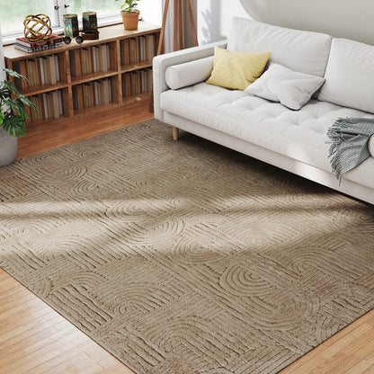 7.5x9.5 Faux Fur Rug, Non-Slip Carpet for Living Room, Bedroom, Tan Area Rugs at Gallery Canada