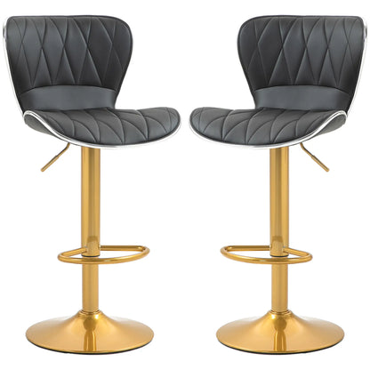 Counter Height Bar Stools Set of 2, Adjustable Height Bar Chairs with Swivel Seat, PU Leather Upholstery Bar Stools Black, Gold at Gallery Canada