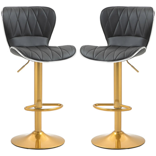 Counter Height Bar Stools Set of 2, Adjustable Height Bar Chairs with Swivel Seat, PU Leather Upholstery
