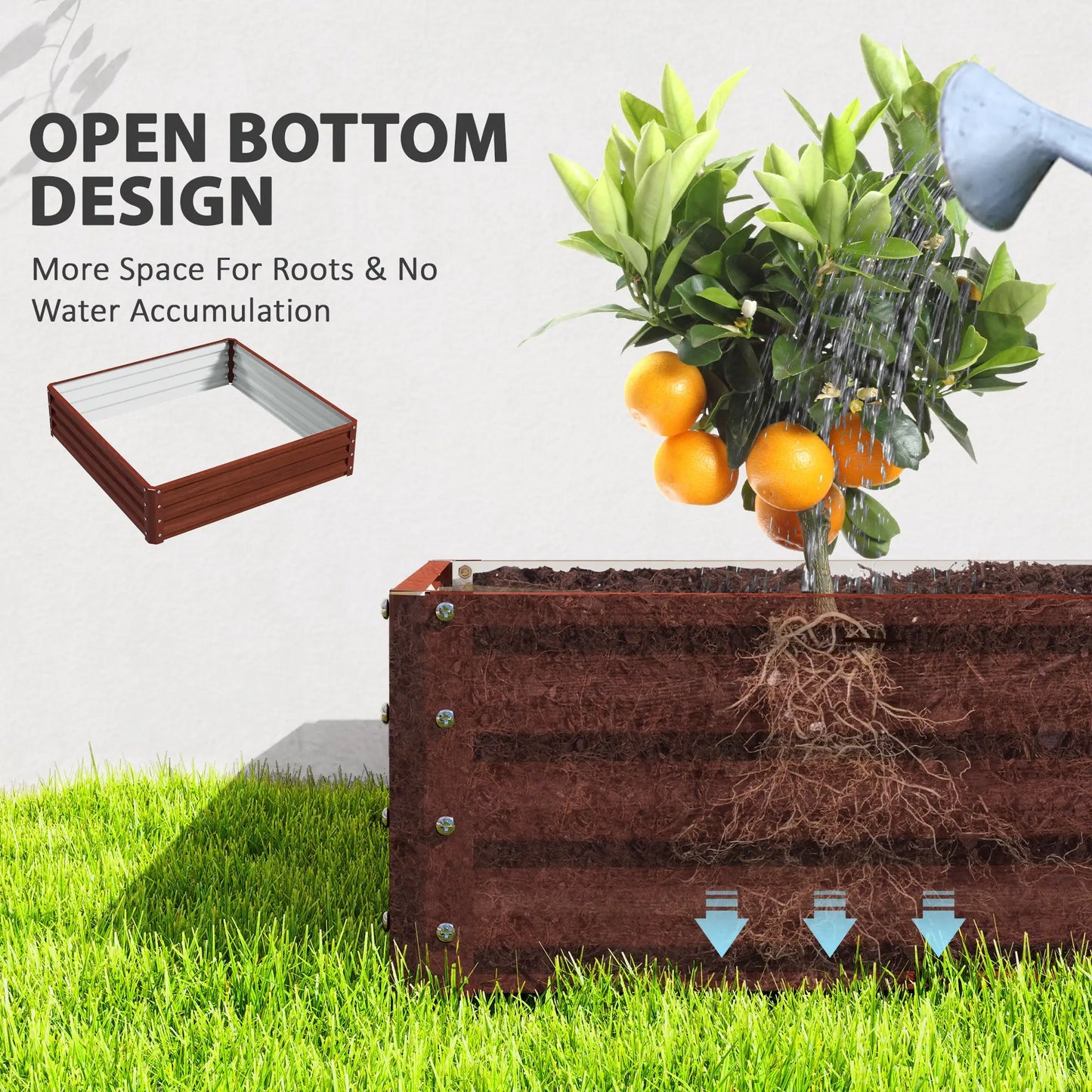 4'x4'x1' Raised Garden Bed, Galvanized Steel Planter, Dark Brown Galvanized Planter Boxes at Gallery Canada