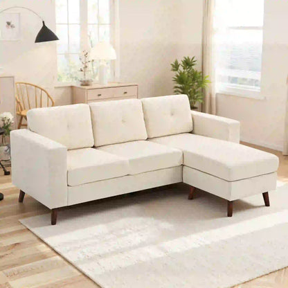 Sectional Sofa with Changeable Chaise, 3 Seat L-Shaped, Cream White 3-Seater Sofas at Gallery Canada