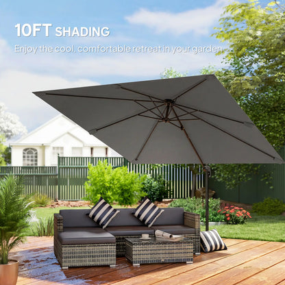 10 FT Square Patio Umbrella, Crank Handle, Cross Base, Tilt, 360° Rotation Offset Cantilever Umbrellas at Gallery Canada