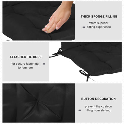 Patio Chair Cushions Set of 2, 39" x 20" x 3", Outdoor Tufted, Black Patio Chair Cushions at Gallery Canada