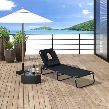 Folding Outdoor Lounge Chair, Reclining Beach Lounger, 4-Position Adjustable, Black Lounger Chairs at Gallery Canada