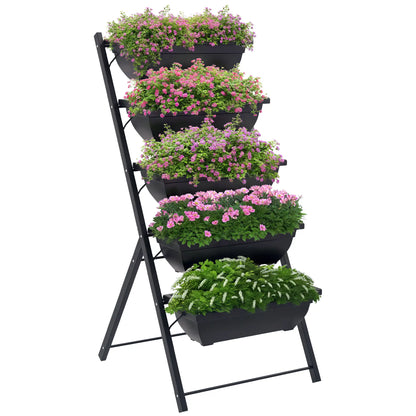 5-Tier Raised Garden Bed, 5 Planter Box, Outdoor Plant Stand, Black Plant Stands at Gallery Canada
