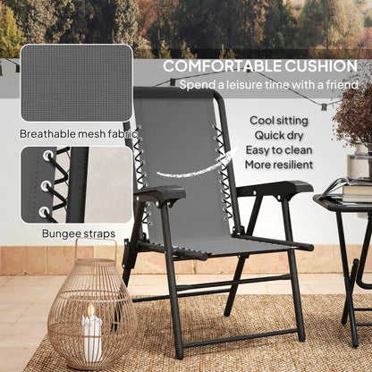 3 Piece Patio Bistro Set, Outdoor Folding Table And Chairs, Metal Furniture With Cup Holders Bistro Sets at Gallery Canada