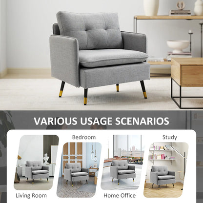 Modern Armchair, Upholstered Accent Chair, Tufted Back, Steel Legs, Grey Accent Chairs at Gallery Canada