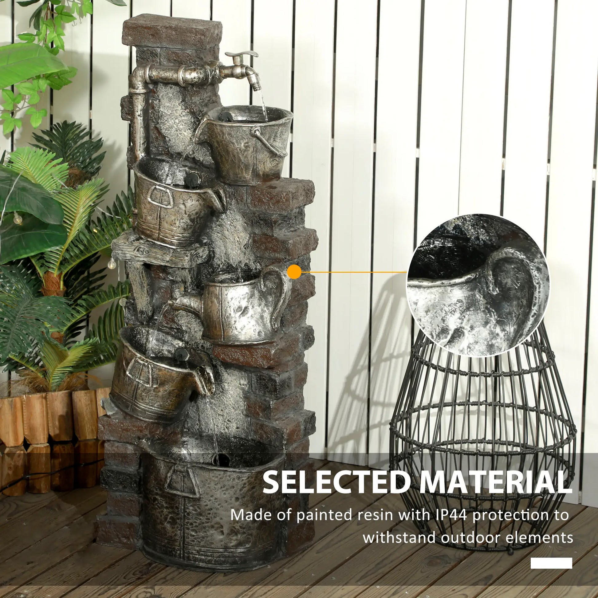 5-Tiered Outdoor Water Fountain with LED Lights, Adjustable Flow, 39.4-inch Water Fountains at Gallery Canada