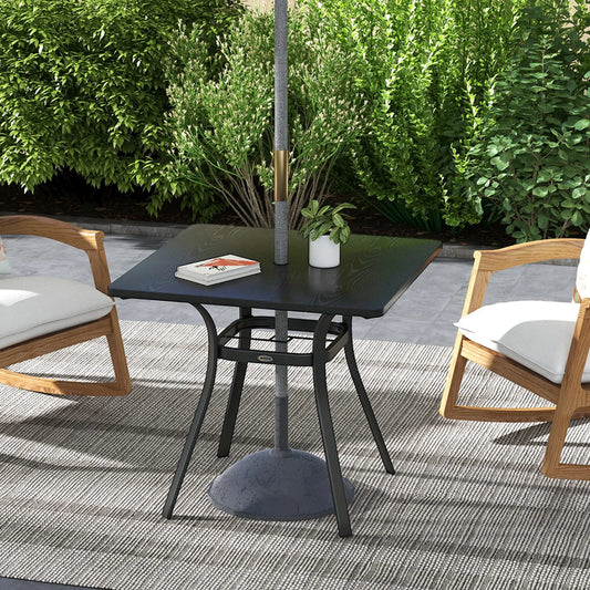 Rectangle Patio Dining Table for 4, Steel Legs, Metal Tabletop, Black Patio Dinning Tables Black at Gallery Canada
