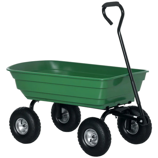 Steel Garden Cart, 10" Pneumatic Tires, Utility Wagon, 551 lbs Capacity Folding Garden Carts Green and Black at Gallery Canada