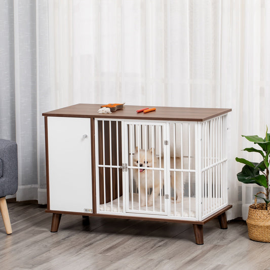 Furniture Style Dog Crate, Pet Cage Kennel End Table, Indoor Decorative Dog House, with Wooden Top, Door, for Small Dogs, Brown - Gallery Canada