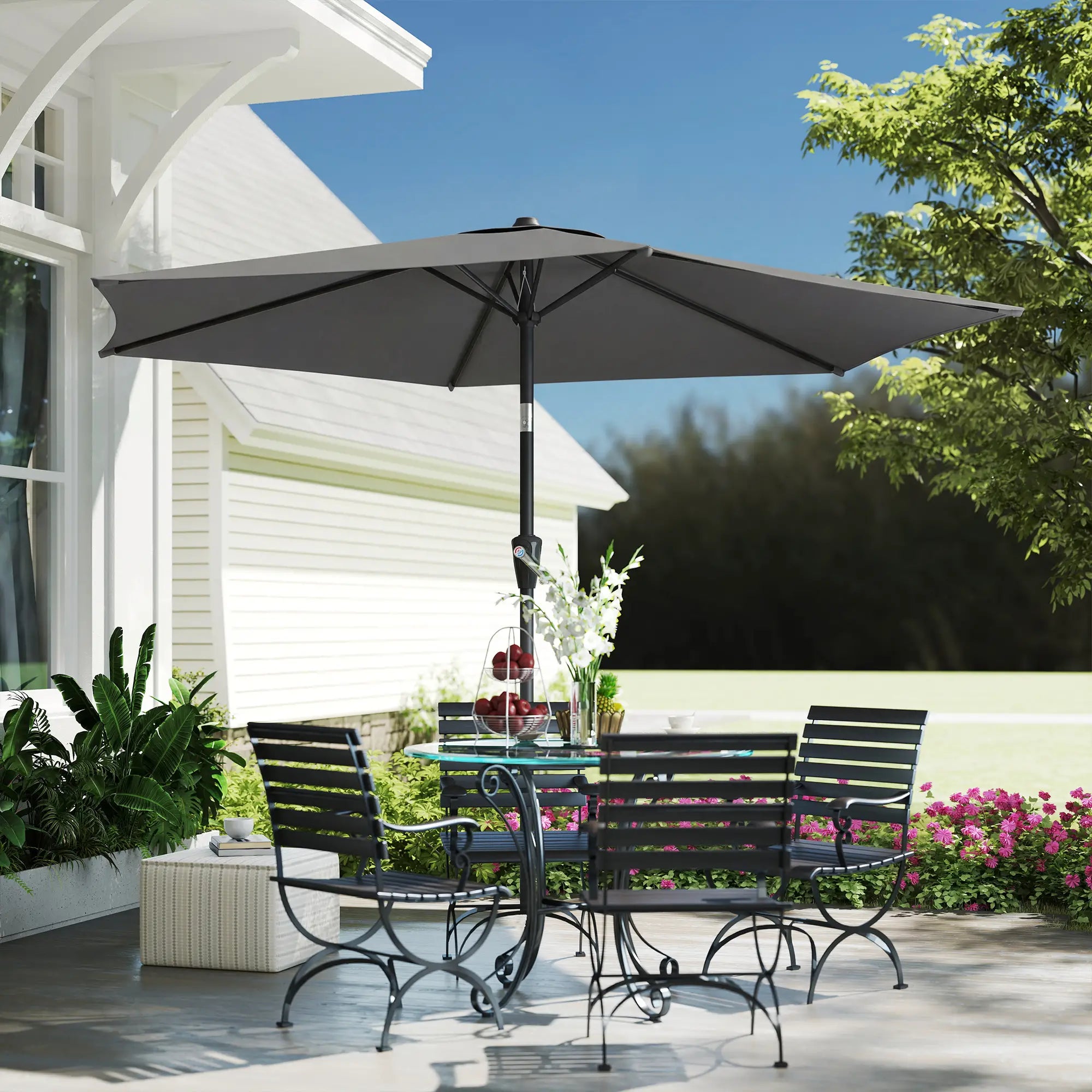9FT Patio Umbrella, Outdoor Tilt Crank UV Protection Sun Umbrellas at Gallery Canada