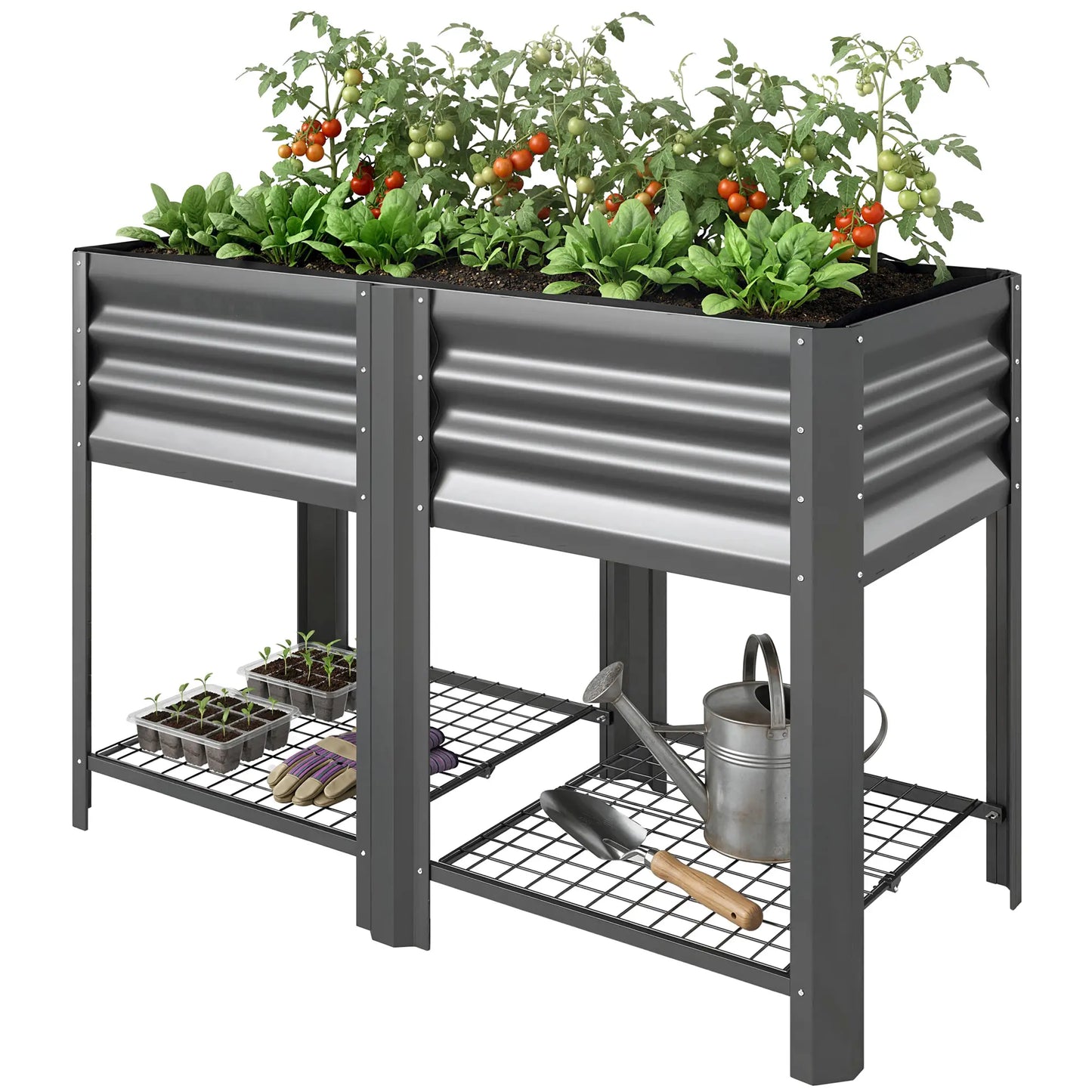 Raised Garden Bed With Legs, 31.5", Elevated Planter Box, Dark Grey Elevated Garden Beds Dark Grey at Gallery Canada