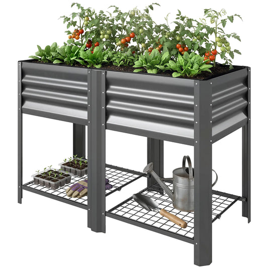 Raised Garden Bed With Legs, 31.5", Elevated Planter Box, Dark Grey Elevated Garden Beds Dark Grey at Gallery Canada