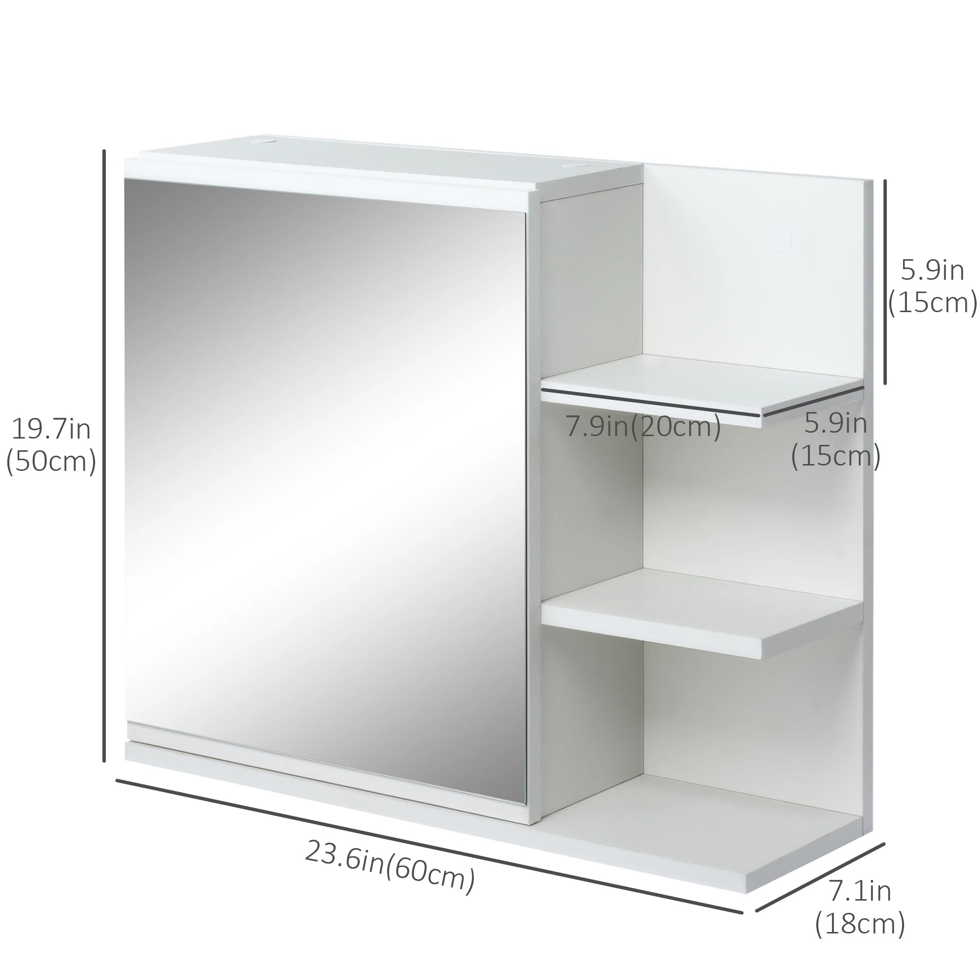 Wall Mounted Bathroom Storage Cabinet with Mirror, 3 Shelves, 2-Tier Cupboard Mirror Medicine Cabinets at Gallery Canada
