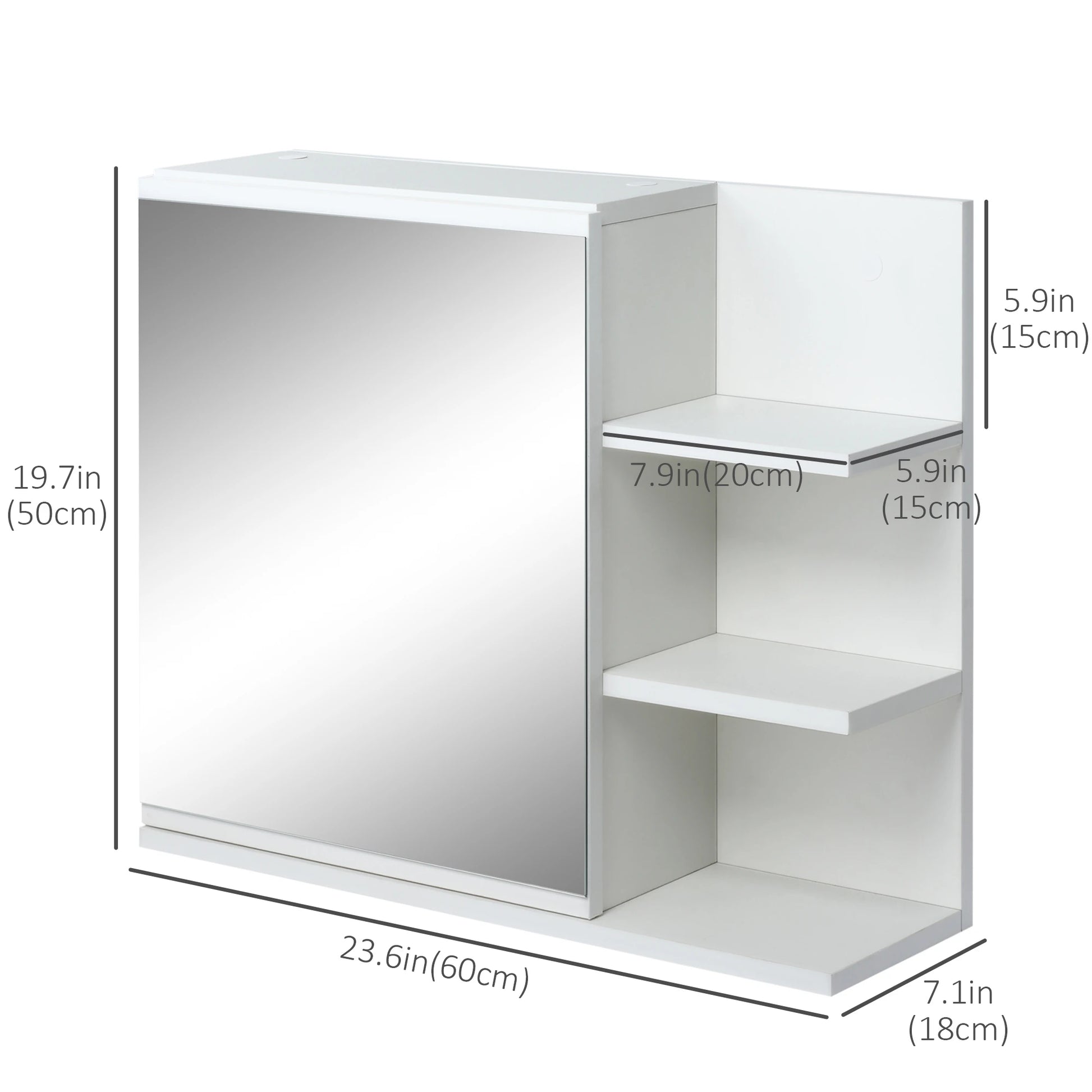 Wall Mounted Bathroom Storage Cabinet with Mirror, 3 Shelves, 2-Tier Cupboard Mirror Medicine Cabinets at Gallery Canada