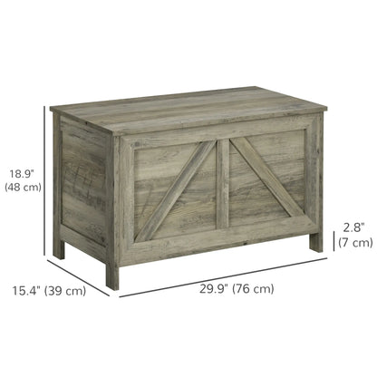 Farmhouse Storage Trunk Box, Safety Hinge, Grey Wood Grain, Grey Storage Cabinets at Gallery Canada