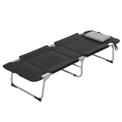 Folding Camping Cot, Sleeping Bed for Adults, Outdoor Hiking, Black Camping Cots Silver and Black at Gallery Canada