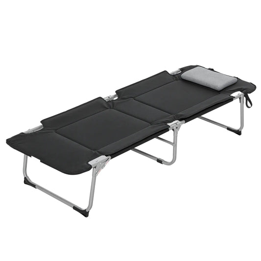 Folding Camping Cot, Sleeping Bed for Adults, Outdoor Hiking, Black Camping Cots Silver and Black at Gallery Canada