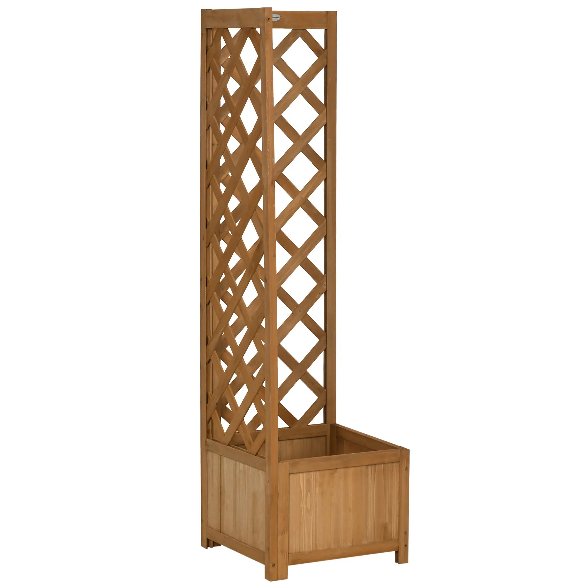 Wood Planter Raised Garden Bed With Trellis, 16