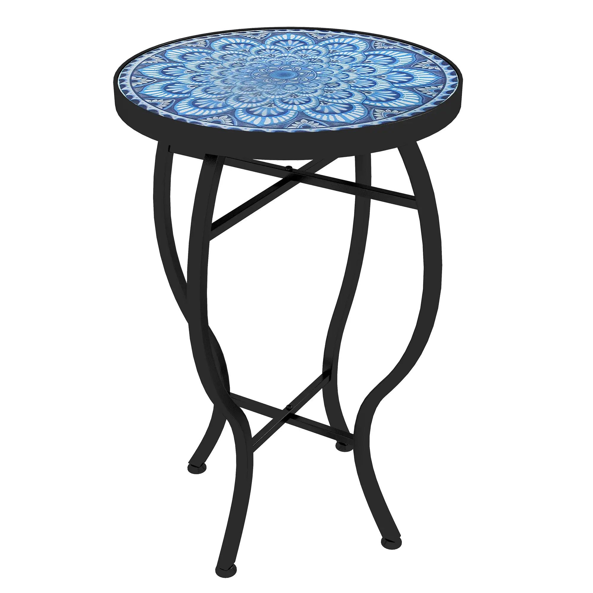 Round Outdoor Table, Patio Bistro Coffee Table, Mosaic Top, Steel Frame Patio Side Tables at Gallery Canada