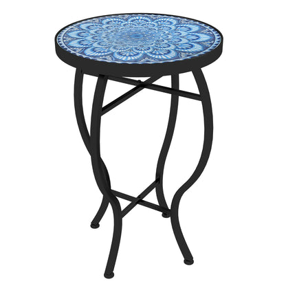 Round Outdoor Table, Patio Bistro Coffee Table, Mosaic Top, Steel Frame Patio Side Tables at Gallery Canada