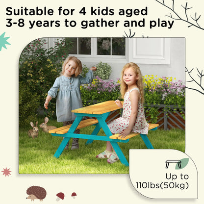 Kids Outdoor Table Set Wooden Toddler Picnic Table Benches for 4, Natural Wood Kids Outdoor Furniture at Gallery Canada