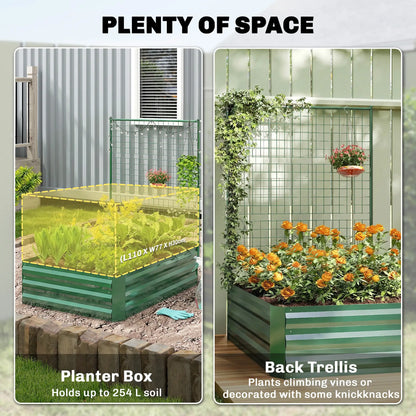 Galvanized Raised Garden Bed With Trellis, Outdoor Planter Box, Green Galvanized Planter Boxes at Gallery Canada
