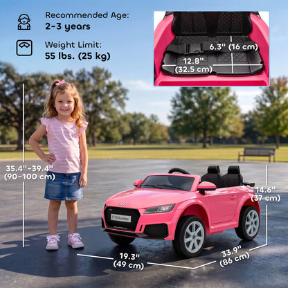 Voiture électrique pour enfants 12V, Audi TT RS avec télécommande, Rose