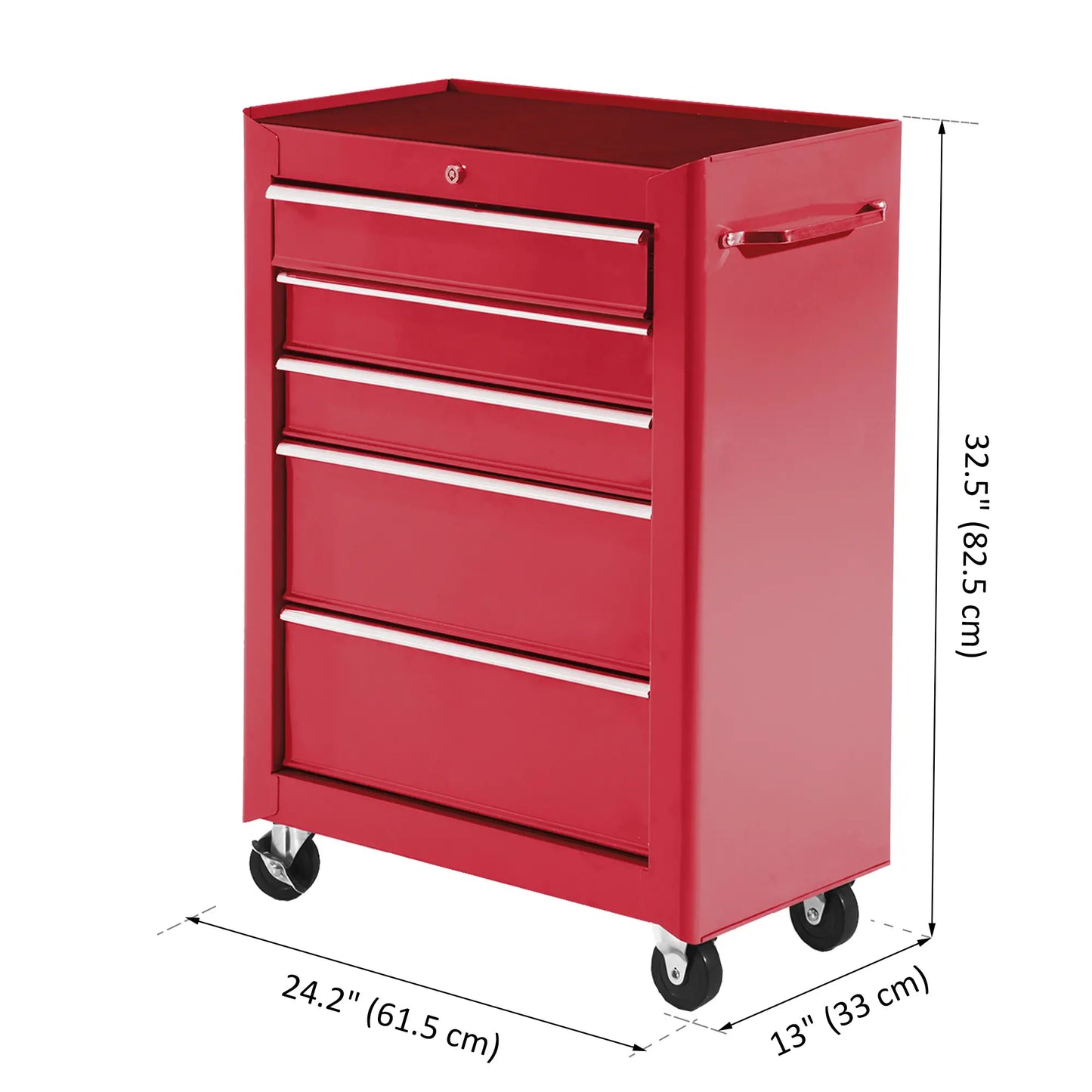 5-Drawer Rolling Tool Cabinet, Lockable Tool Chest, Red Tool Organizers at Gallery Canada