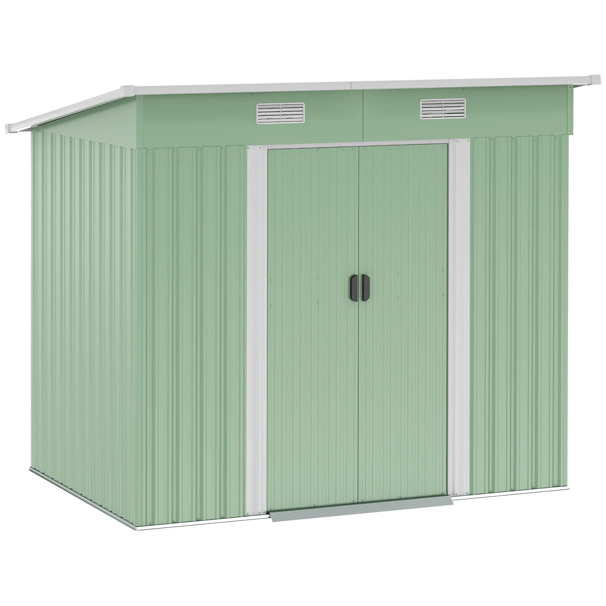 7'x4' Metal Patio Storage Shed, Garden Tool Utility, Light Green Sheds at Gallery Canada