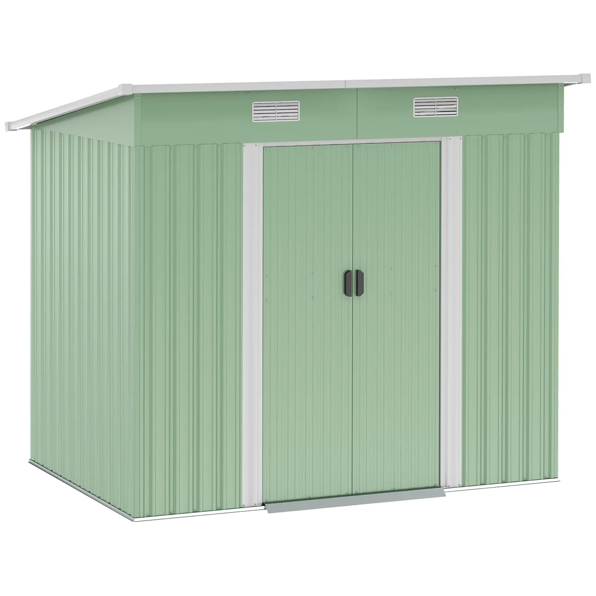 7'x4' Metal Patio Storage Shed, Garden Tool Utility, Light Green Sheds at Gallery Canada