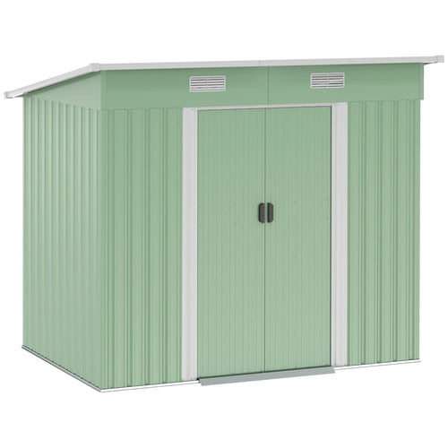 7'x4' Metal Patio Storage Shed, Garden Tool Utility, Light Green