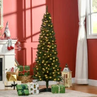 7' Pre Lit Artificial Pencil Christmas Tree, Green Pencil Christmas Trees Multi Colour at Gallery Canada