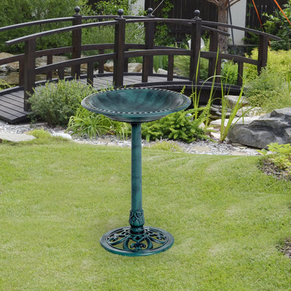 27'' Outdoor Resin Bird Bath, Fleur De Lis Pattern, Time-Worn Finish Garden Decor at Gallery Canada