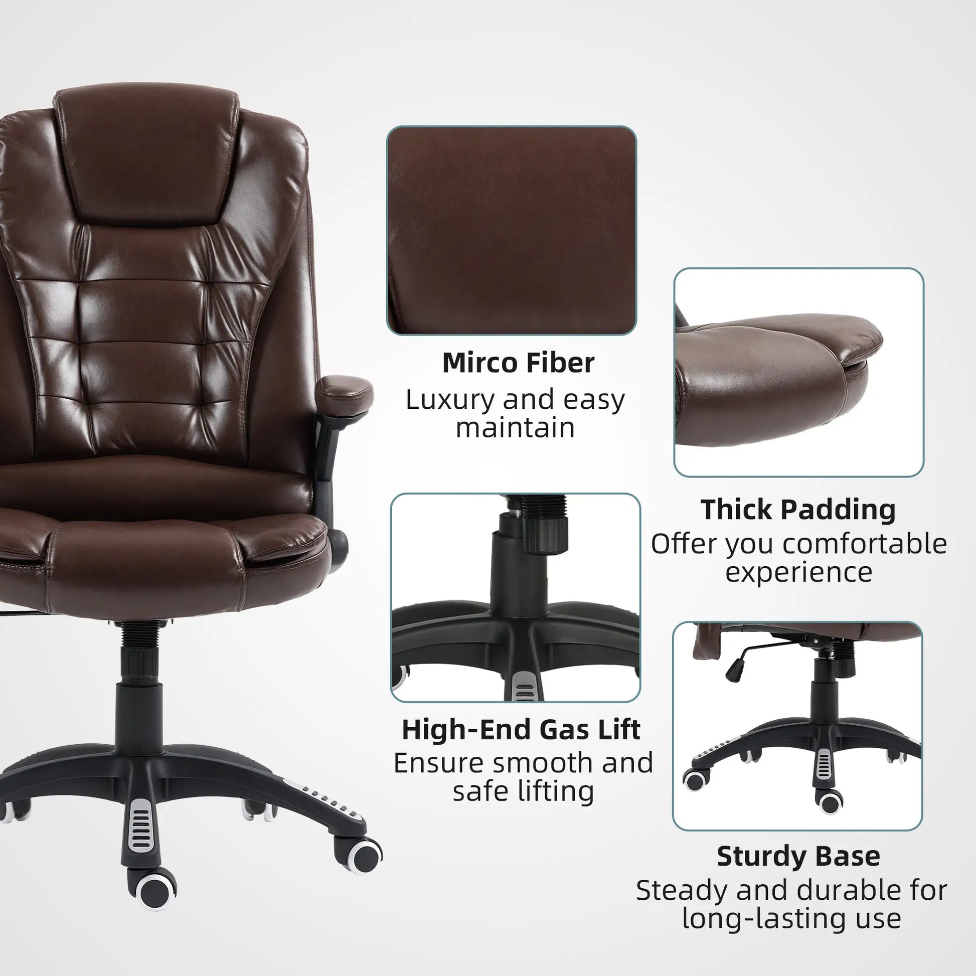 Reclining Massage Office Chair, High Back, Swivel Wheels, Dark Brown Office Chairs at Gallery Canada