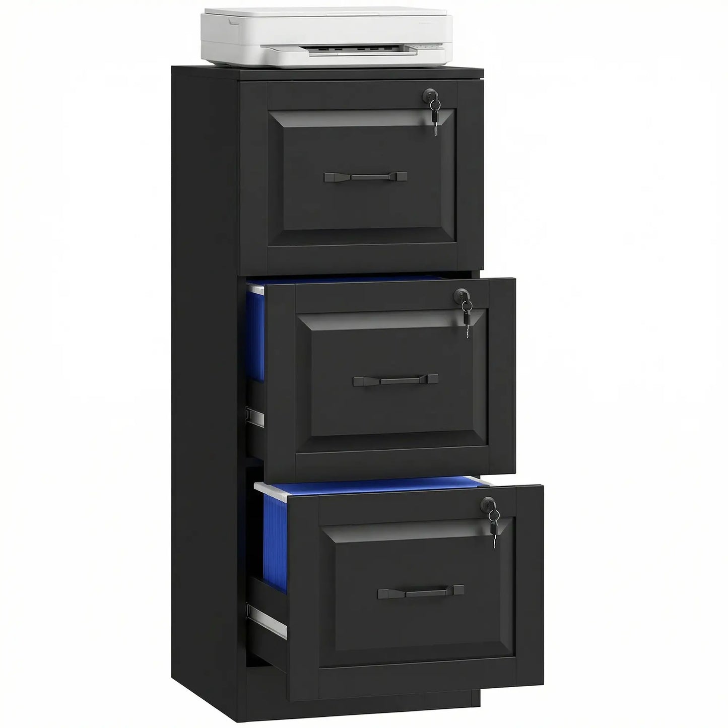 3 Drawer File Cabinet With Lock, Vertical Filing Cabinet, Black Office Cabinets & Cupboards at Gallery Canada