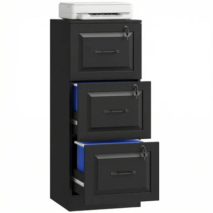 3 Drawer File Cabinet With Lock, Vertical Filing Cabinet, Black Office Cabinets & Cupboards at Gallery Canada