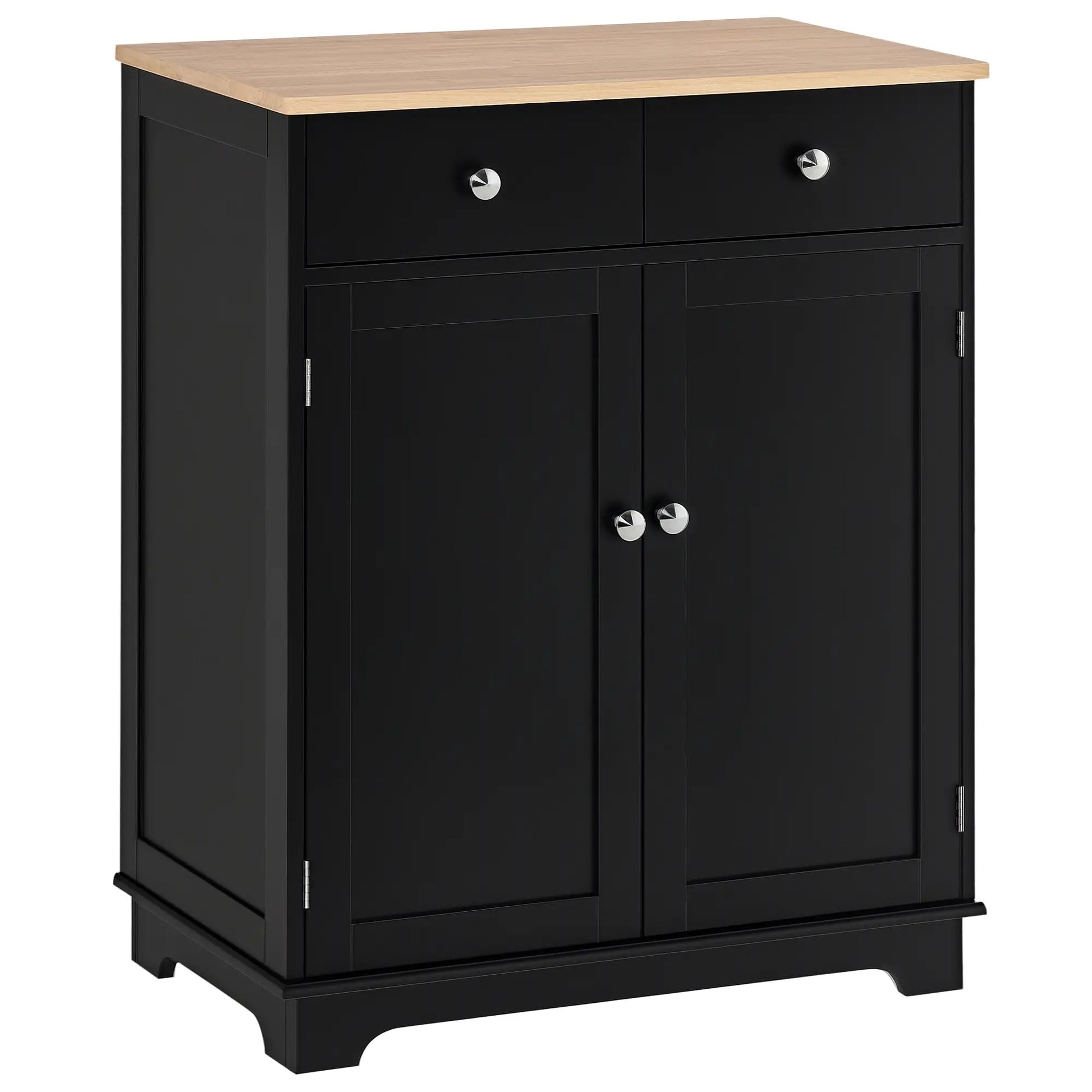 Sideboard Buffet Cabinet, 27" with Adjustable Shelf, 2 Drawers, 2 Doors, Black Kitchen Pantry Cabinets Natural, Black at Gallery Canada