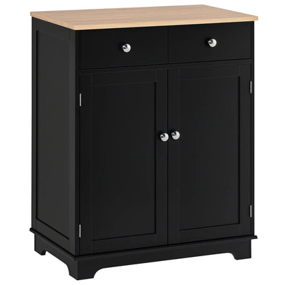 Sideboard Buffet Cabinet, 27" with Adjustable Shelf, 2 Drawers, 2 Doors, Black Kitchen Pantry Cabinets Natural, Black at Gallery Canada