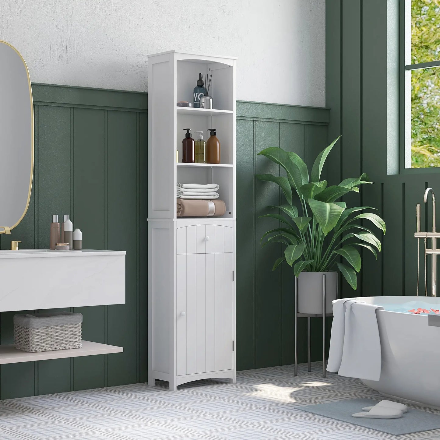 Tall Wooden Bathroom Cabinet, Storage Organizer, Kitchen Bedroom Bathroom Cabinets at Gallery Canada