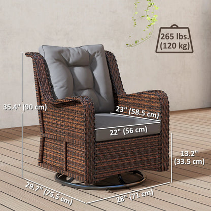 PE Rattan Swivel Patio Chair with Cushion, Dark Grey Patio Chairs at Gallery Canada