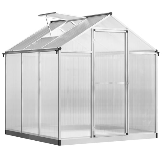 6' x 6' x 6.4' Walk-in Greenhouse, Polycarbonate Panels, Outdoor Walk In Greenhouses Transparent Sheets, Silver Frame at Gallery Canada