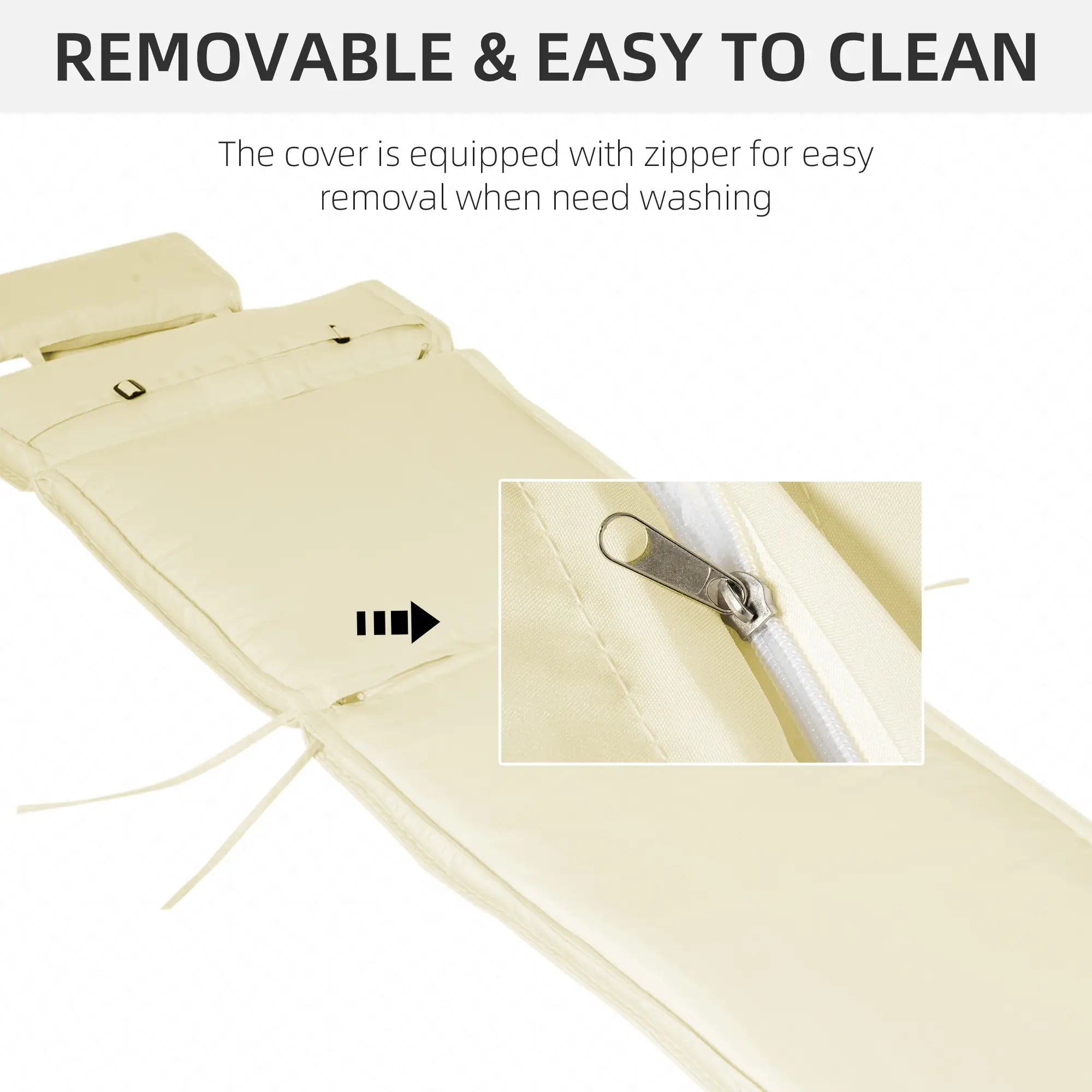 Lounger Chair Cushion, Thick Padded with Headrest, Cream White Patio Chair Cushions at Gallery Canada