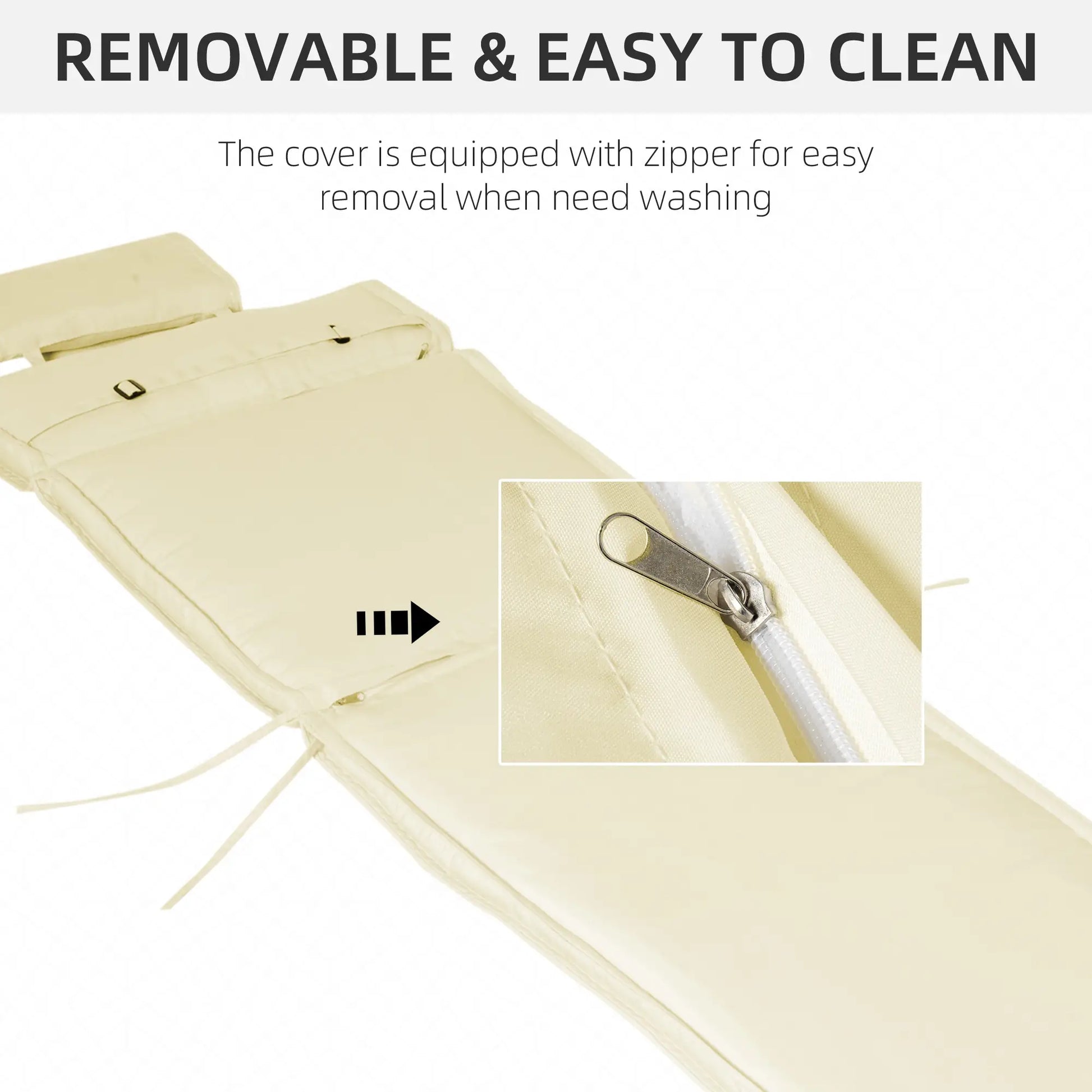 Lounger Chair Cushion, Thick Padded with Headrest, Cream White Patio Chair Cushions at Gallery Canada