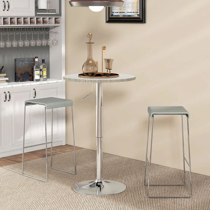 Adjustable Round Bar Table, PE Rattan Top, Steel Base, 2-Person, Grey Bar Tables at Gallery Canada