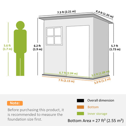 7' x 4' Galvanised Steel Outdoor Storage Shed, Garden Shed With Window, Lockable Door, Air Vents, Warm Grey Sheds at Gallery Canada
