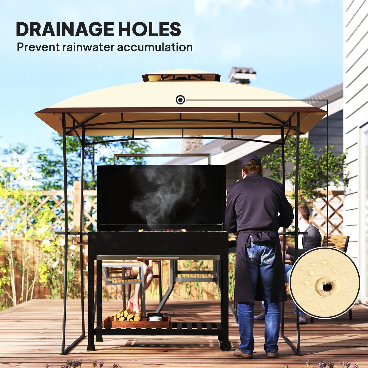 8' x 5' Outdoor Grill Gazebo, Double Tiered, Beige BBQ Grill Gazebos at Gallery Canada